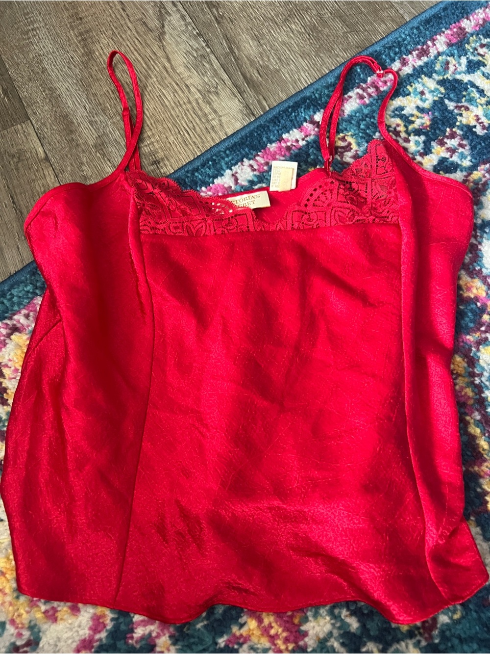 Victoria secret Red Satin Lace-Trim Cami Top size M